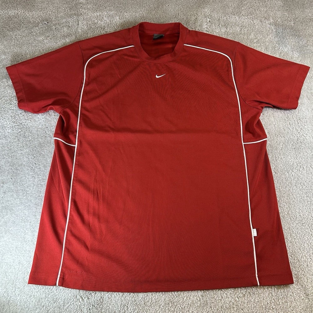 Vintage Y2K Nike Center Swoosh Red Dri-Fit Grey Tag Athletic T-Shirt Men's Large